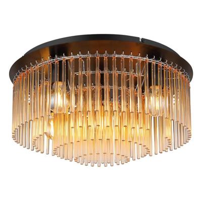 Globo Zwarte plafondlampGorley met amberglas Ø 50cm - 15698D1A