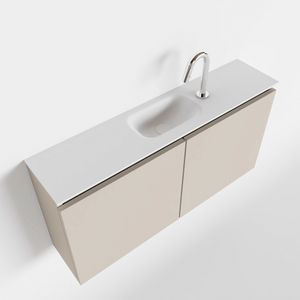 MONDIAZ TURE 100cm toiletmeubel linen. EDEN wastafel talc midden 1 kraangat