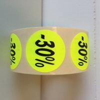 Etiket fluor geel 35mm 30% korting 1000