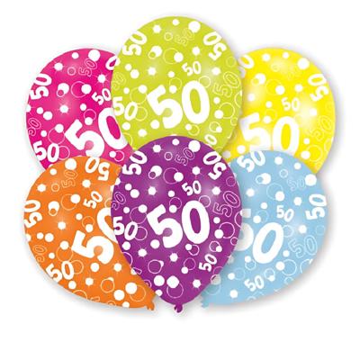Ballonnen 50 jaar - 6x - 27 cm - verjaardag - leeftijd feestballonnen - Feestartikelen