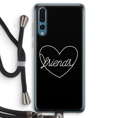 Friends heart black: Huawei P20 Pro Transparant Hoesje met koord