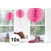 Roze hangdecoratie bollen 30 cm 10 stuks