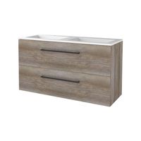 Badmeubelset BWS Salt 120x46cm Met Grepen 2 Lades Met Wastafel 2 Kraangaten Scotch Oak - thumbnail