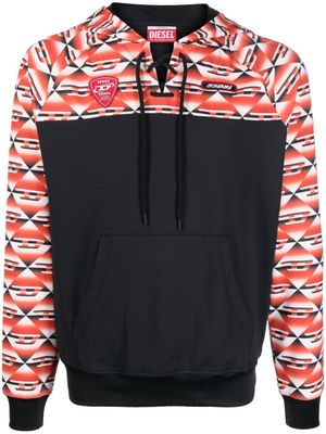 Diesel hoodie à empiècements monogrammés - Noir