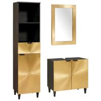 Badkamermeubelsets 3 pcs Zwart en Goud 38 x 33 x 160 cm
