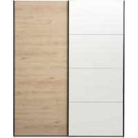 Leen Bakker - Schuifdeurkast Bergamo - Eikenkleur/spiegel - 221x178,5x66,6 Cm - Spaanplaat - Bruin - 178.5x221x66.6 Cm