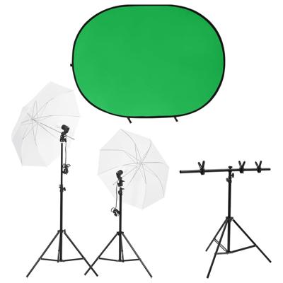 Fotostudioset met verlichtingsset en achtergrondscherm