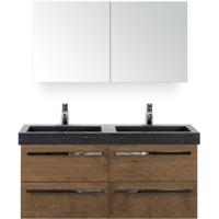 Seville Badmeubelset 120 cm - 4 Laden Tabacco - Wastafel Hardsteen Wit Lucca met Spiegelkast