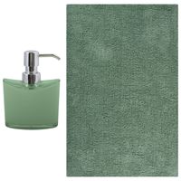 MSV badkamer droogloop mat/tapijt - Bologna - 45 x 70 cm - bijpassende kleur zeeppompje - groen - Badmatjes - thumbnail