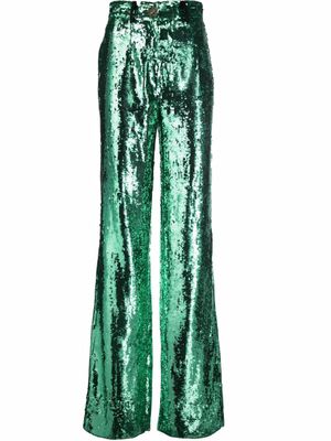 Philipp Plein pantalon ample à sequins - Vert