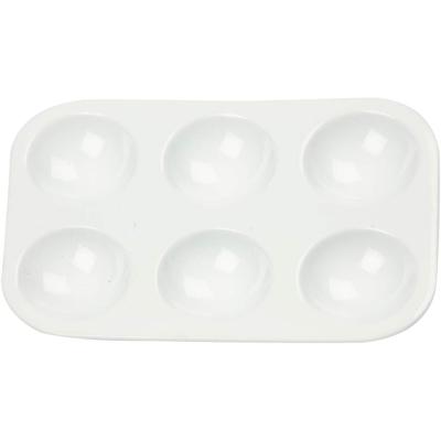 Creativ Company Palet, rechthoekig palet met 6 vakken, afm 13x8,5 cm, wit, 10 stuk/ 1 doos