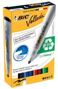 BIC Velleda Whiteboard Marker 1701 markeerstift 4 stuk(s) Kogelpunt Zwart, Blauw, Groen, Rood