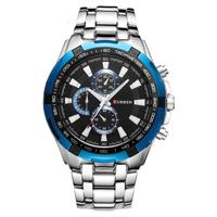 CURREN 8023 mannen RVS analoge sport quartz horloge (wit geval blauw gezicht)