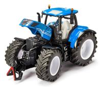 Siku New Holland T7.315 HD speelgoedtractor 1:32 metaal/kunststof blauw incl. frontgewicht motorkap kan worden geopend met trekhaak - thumbnail