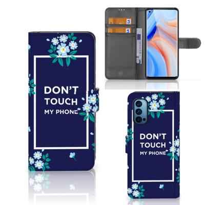 OPPO Reno 4 Pro 5G Portemonnee Hoesje Flowers Blue DTMP OPPO Reno 4 Pro 5G Portemonnee Hoesje Flowers Blue DTMP