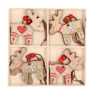 Kersthangers - 8x - hout - rendieren - 6 x 5 cm - kerstboom ornamenten Kersthangers - 8x - hout - rendieren - 6 x 5 cm - kerstboom ornamenten