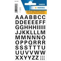 4x velletjes letters stickers zwart 10mm 65x stuks per vel