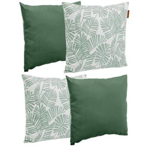 Bank/sier/tuin kussens voor binnen/buiten set 4x stuks palm/groen 40 x 40 cm