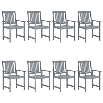 Tuinstoelen 8 st massief acaciahout grijs
