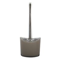 MSV Toiletborstel in houder/wc-borstel Aveiro - PS kunststof/rvs - beige/zilver - 37 x 14 cm   -
