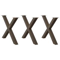 Eettafelpoten 3 st X-vormig 90x(72-73) cm staal naturel