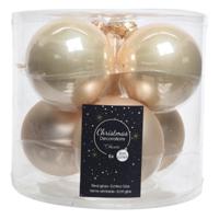 Decoris Kerstballen - glas - 6 stuks - champagne - 8 cm - thumbnail