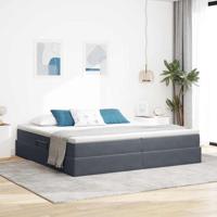 Opbergbed met matras Donkergrijs 200 x 200 cm Fluweel