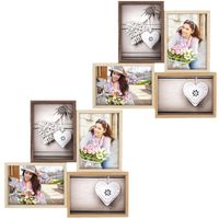 2x stuks multi fotolijst met houten frame met 4 lijstjes geschikt voor een foto van 13 x 18 cm