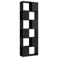 The Living Store Boekenkast Kamerverdeler - 60x24x186 cm - Hoogglans zwart