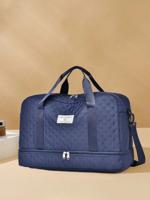 Solid Color Unisex Travel Luggage Zipper Tote Bag, Multifunctional With Independent Shoe Compartment, Large Capacity For Easy Outdoor Storage. Navy Blue / One Size