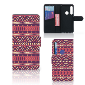 Motorola One Action Telefoon Hoesje Aztec Paars