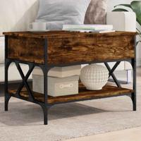 Salontafel 70x50x50 cm bewerkt hout en metaal gerookt eiken - thumbnail