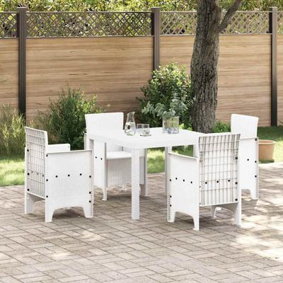 Tuintafel 100x100x73 cm poly rattan wit