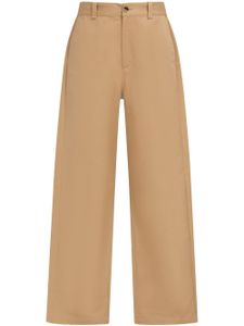 Marni pantalon droit à taille à logo - Marron