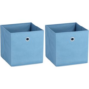 Opbergmand/kastmand - 2x - 22 liter - blauw - 28 x 28 x 28 cm