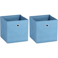 Opbergmand/kastmand - 2x - 22 liter - blauw - 28 x 28 x 28 cm - thumbnail