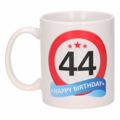 Verjaardag 44 jaar verkeersbord mok / beker