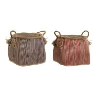 Veelzijdige mand DKD Home Decor Blauw Rood Natuurlijk Natuurlijke Vezel (2 Stuks)