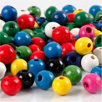 Creativ Company Houten kralen, d 8 mm, gatgrootte 2 mm, ca. 80 stuk, diverse kleuren, 15 gr/ 1 doos