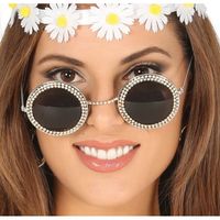 Hippie/flower power verkleed zonnebril met ronde glazen   -