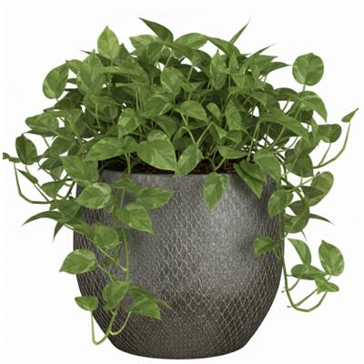 Mica decorations Bloempot / plantenpot Madeira - zilver - terracotta - 32 cm - schubbenpatroon
