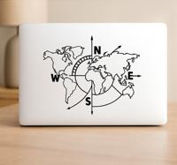 Wereldkaart kompas touchpad sticker