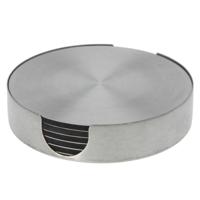 Bellatio Design Onderzetters - 6x - zilver - rvs - 10 cm - rond - schuimlaag