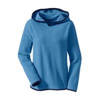 Fleece pullover met capuchon van bio-katoen, jeansblauw/nachtblauw Maat: 40/42