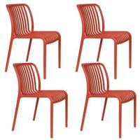 Housecraft Living Mante Tuinstoelen Kunststof Terra| Rood - Set van 4