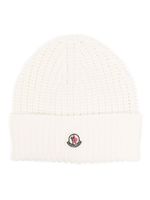 Moncler bonnet nervuré à patch logo - Blanc - thumbnail