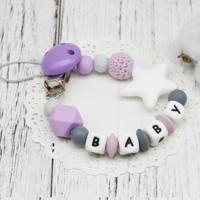 3 PC'S DIY siliconen baby fopspeen clip kleurrijke fopspeen keten (paars)