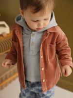 Gestreept T-shirt met capuchon jongensbaby ijsblauw