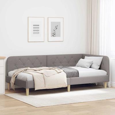 Hoekbedframe met hoofdeinde Taupe 90 x 200 cm Stof Hoekbedframe met hoofdeinde Taupe 90 x 200 cm Stof