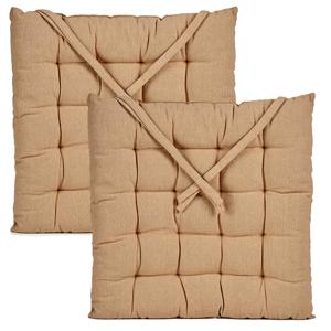 Stoelkussen Decorama - 2x - binnen/buiten - beige - 40 x 40 x 5 cm - polyester